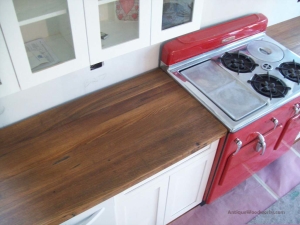 Black Ash countertops with vintage stove. Installed in an old ...