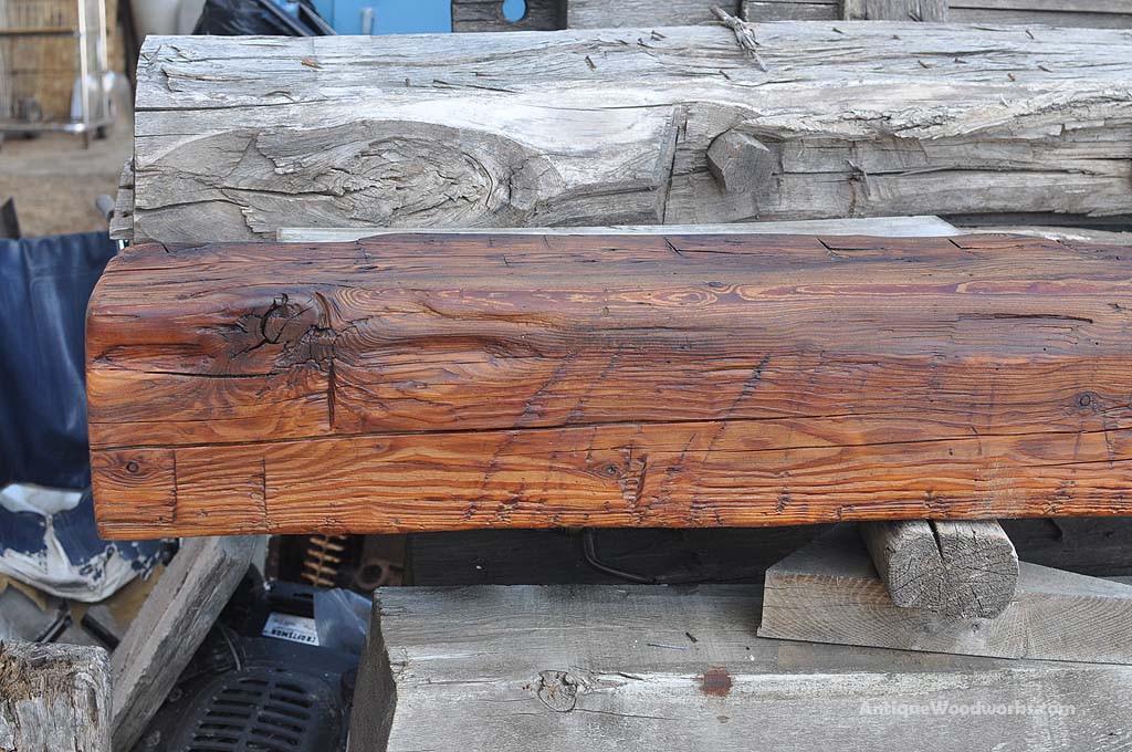 3rd Re-Use Hand Hewn Pine Mantel Beam #3 – Antique Woodworks