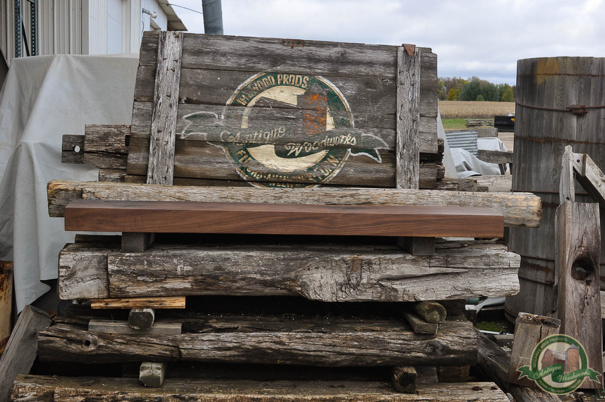 Solid Black Walnut Fireplace Mantel Shelf (PIMIENTOS) Antique Woodworks